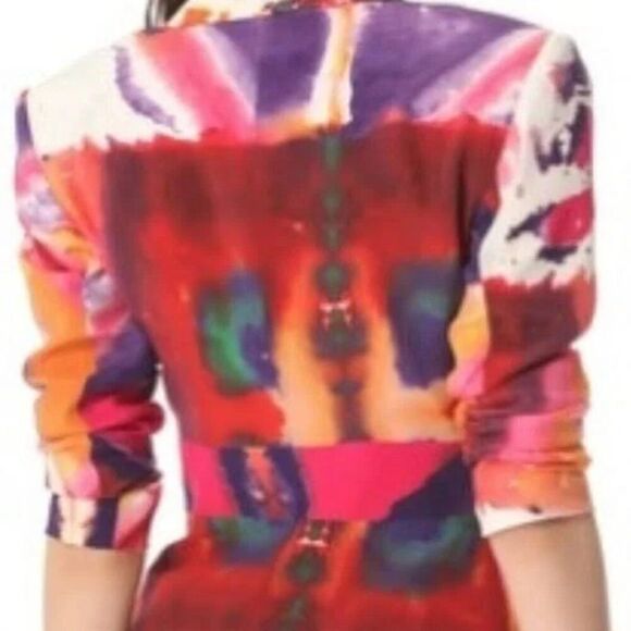 NWT Rachel Roy Sz 2 4 Silk Blazer Jacket Colorful Pink White Art Professional - Picture 16 of 16